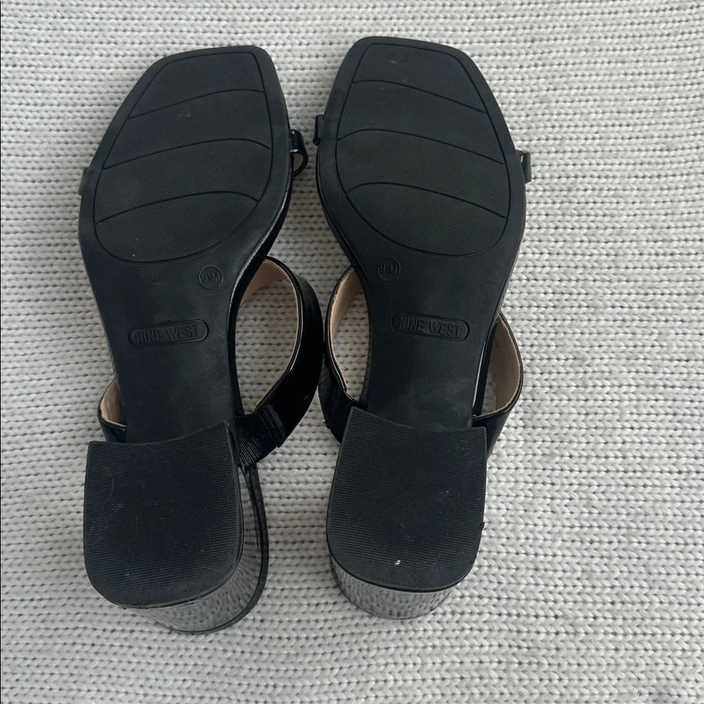 Nine West Patent Sandal Heels Black Size 9.5